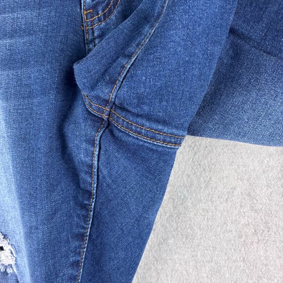 Wax Distressed Skinny Jeans Women's 20 Plus Thrashed Slashed Destroyed Dark Blue - Picture 8 of 13